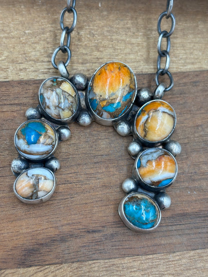 Spiny Turquoise Naja Necklace #3 by Augustine Largo, Navajo