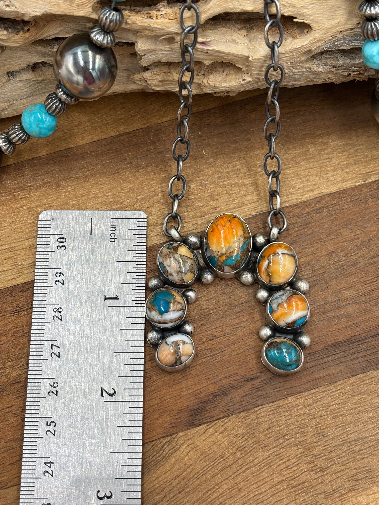 Spiny Turquoise Naja Necklace #3 by Augustine Largo, Navajo