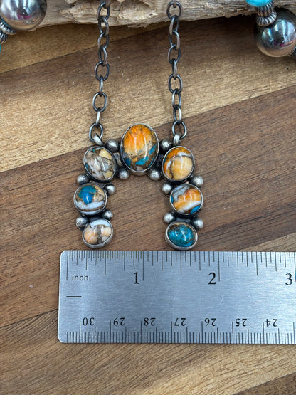 Spiny Turquoise Naja Necklace #3 by Augustine Largo, Navajo