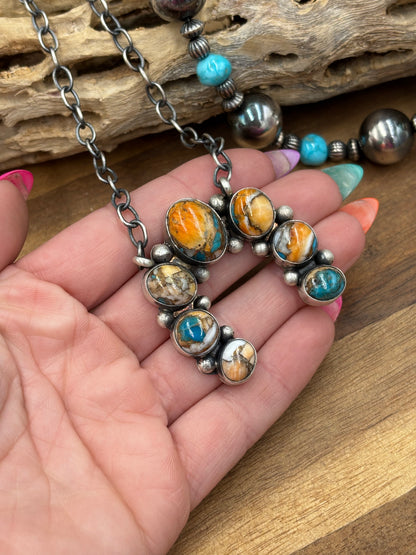 Spiny Turquoise Naja Necklace #3 by Augustine Largo, Navajo