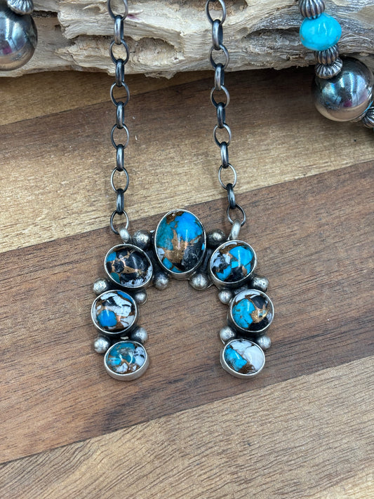 Kingman Crush Naja Necklace #1 by Augustine Largo, Navajo