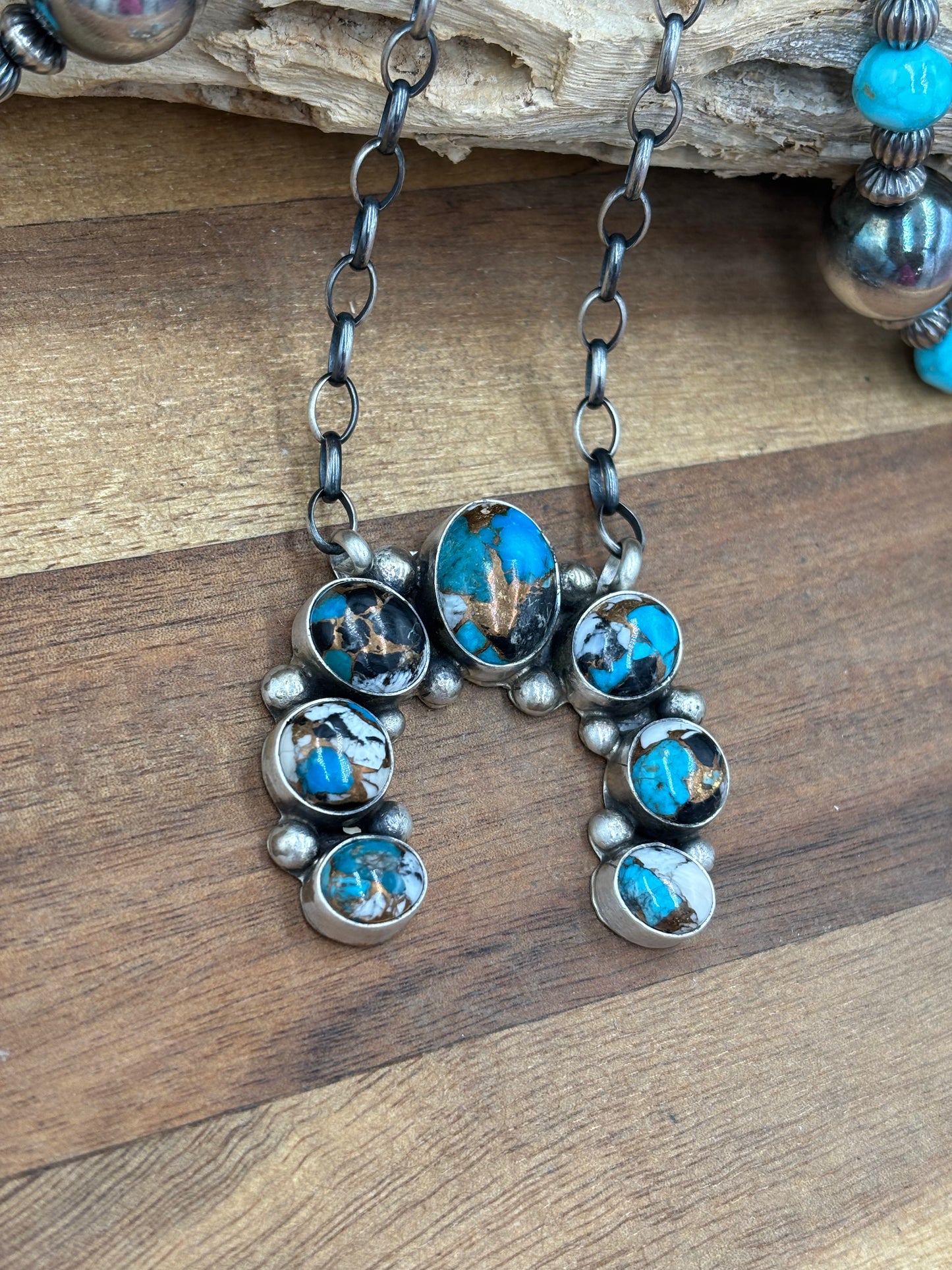Kingman Crush Naja Necklace #1 by Augustine Largo, Navajo