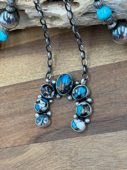Kingman Crush Naja Necklace #1 by Augustine Largo, Navajo