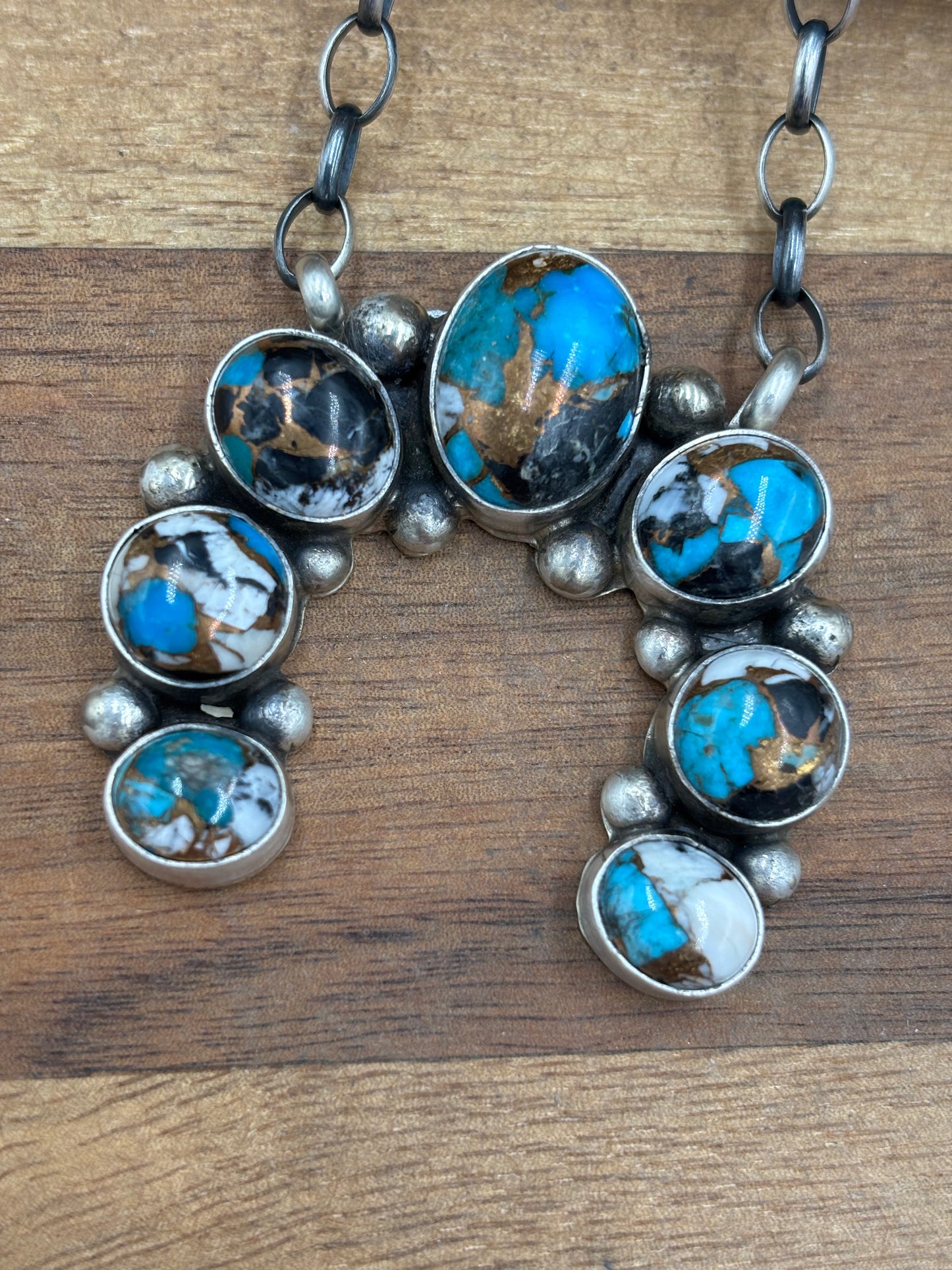Kingman Crush Naja Necklace #1 by Augustine Largo, Navajo