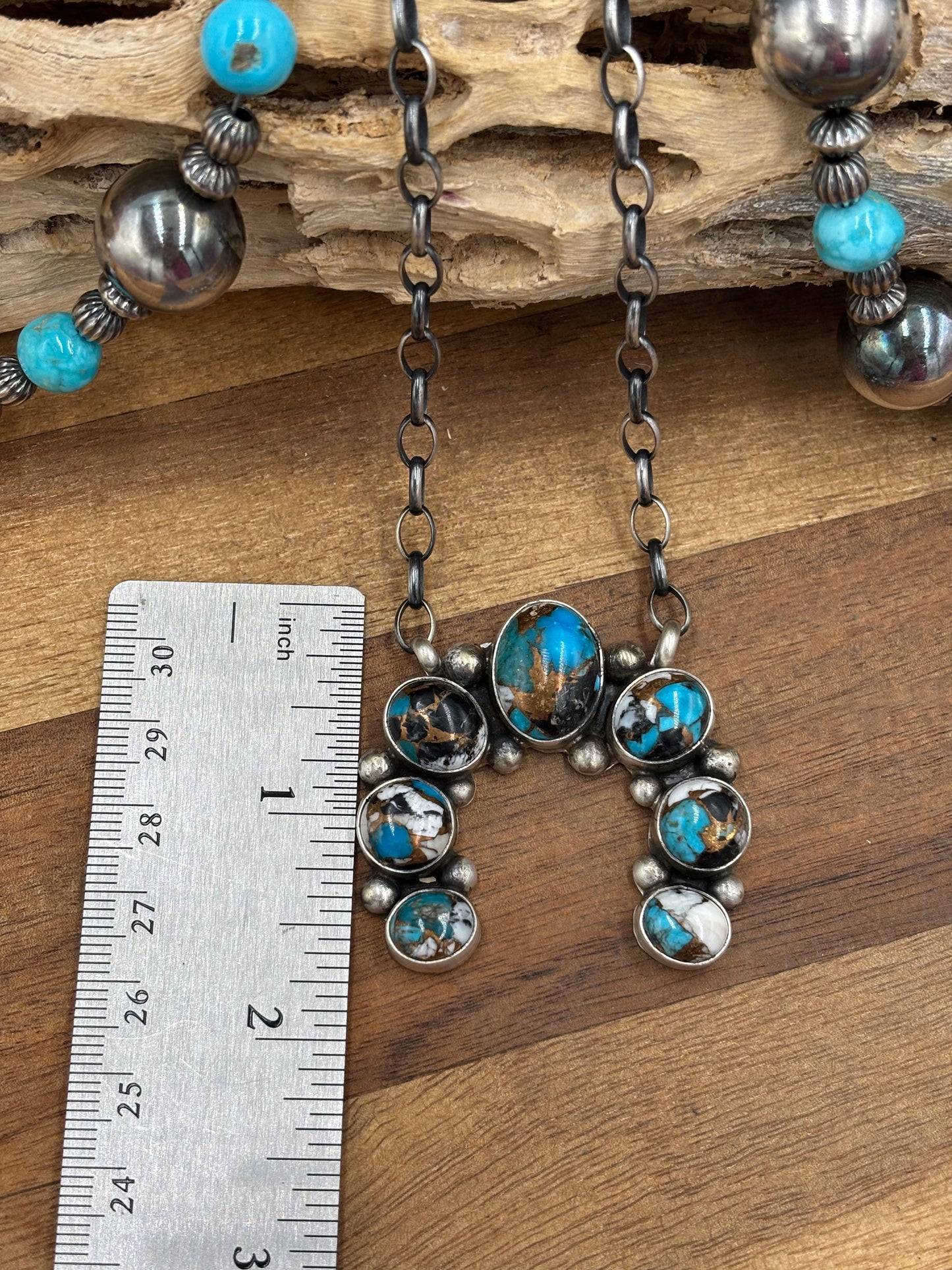 Kingman Crush Naja Necklace #1 by Augustine Largo, Navajo