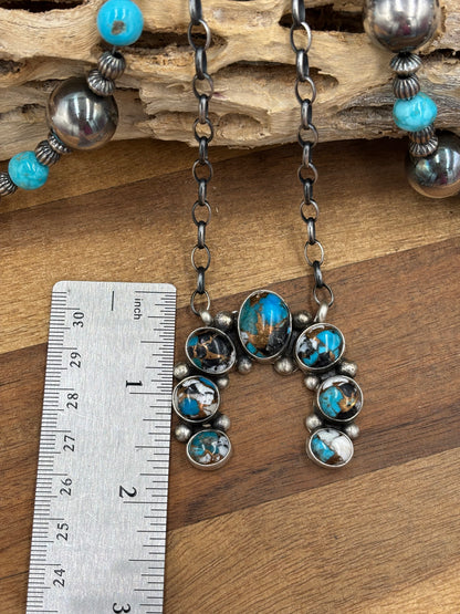 Kingman Crush Naja Necklace #1 by Augustine Largo, Navajo