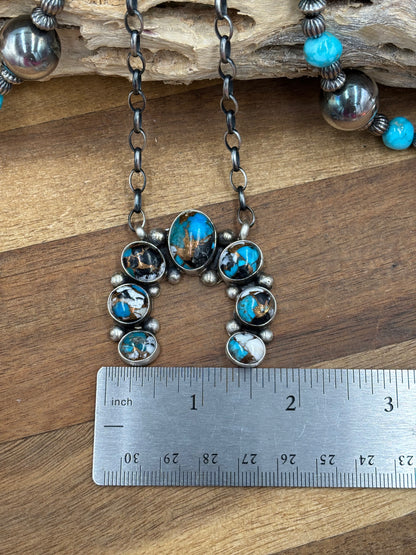 Kingman Crush Naja Necklace #1 by Augustine Largo, Navajo