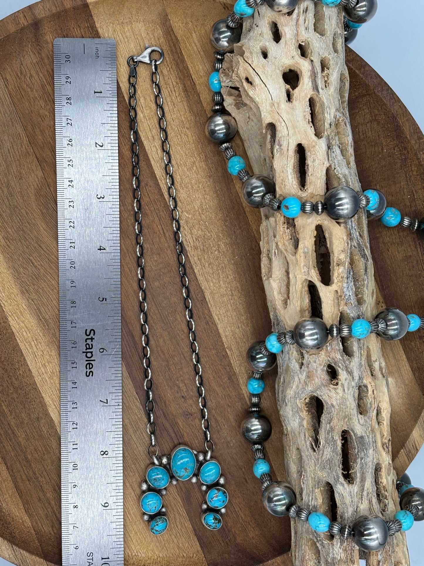 Kingman Turquoise Naja Necklace #1 by Augustine Largo, Navajo