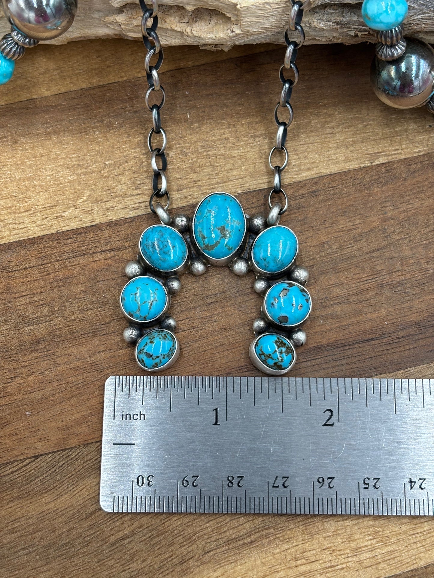Kingman Turquoise Naja Necklace #1 by Augustine Largo, Navajo
