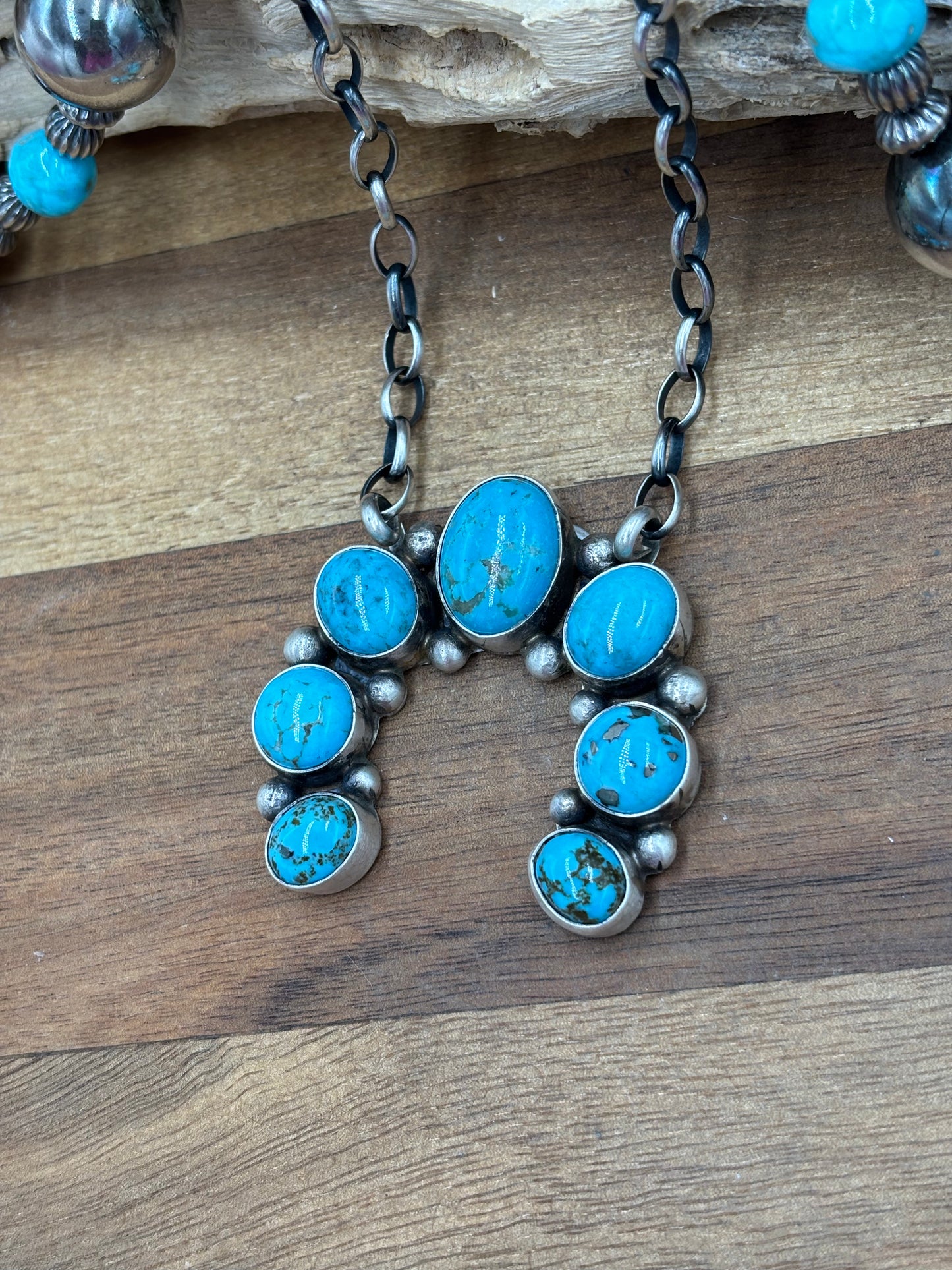 Kingman Turquoise Naja Necklace #1 by Augustine Largo, Navajo