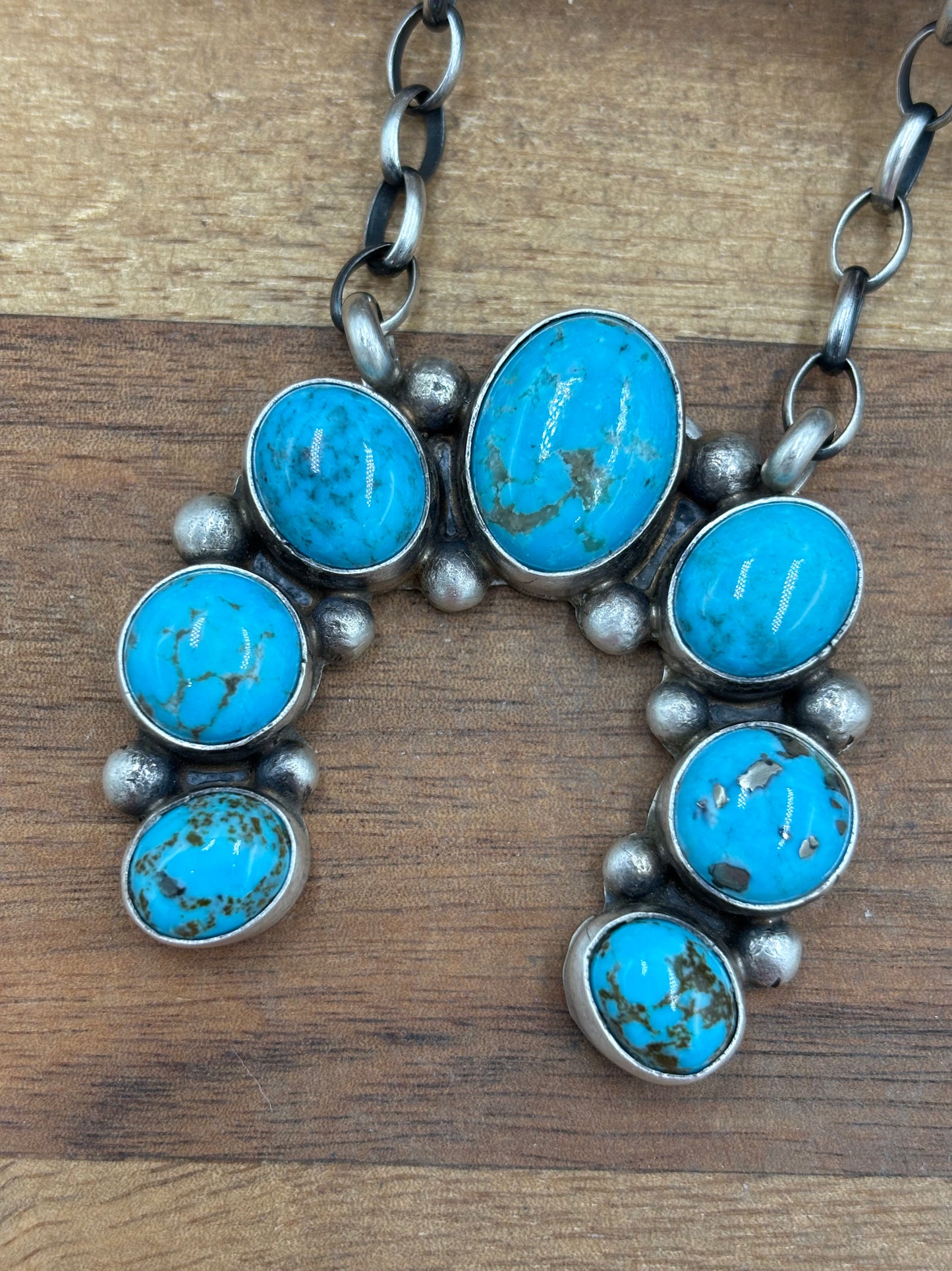 Kingman Turquoise Naja Necklace #1 by Augustine Largo, Navajo