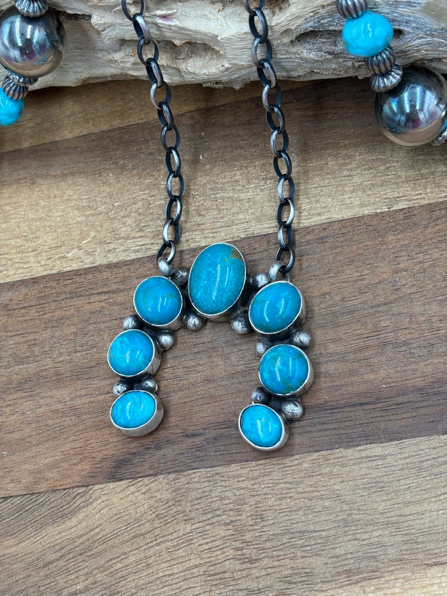 Kingman Turquoise Naja Necklace #2 by Augustine Largo, Navajo