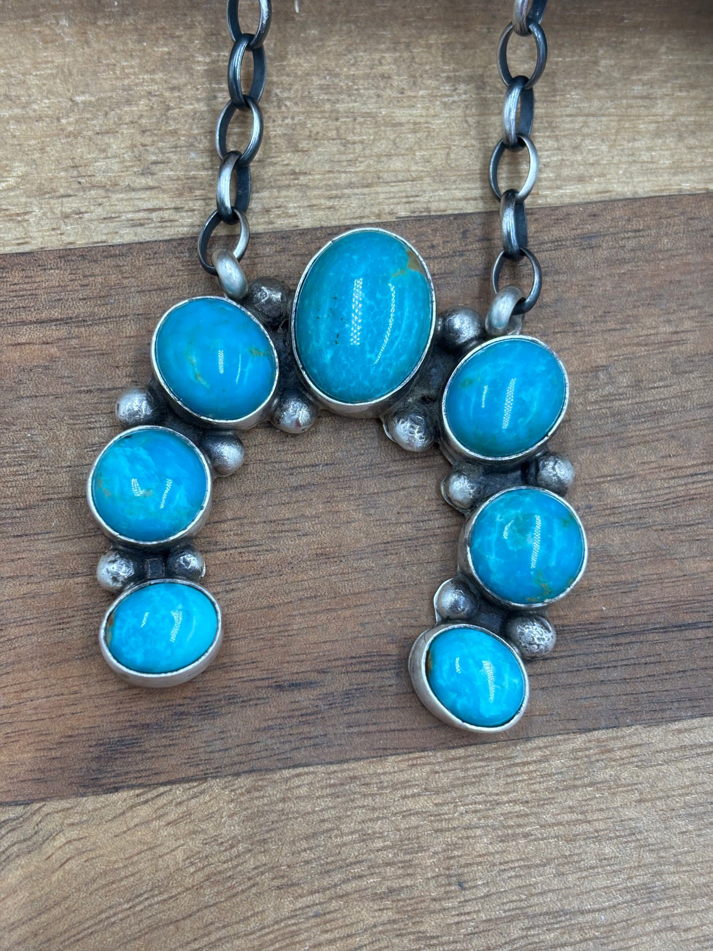 Kingman Turquoise Naja Necklace #2 by Augustine Largo, Navajo