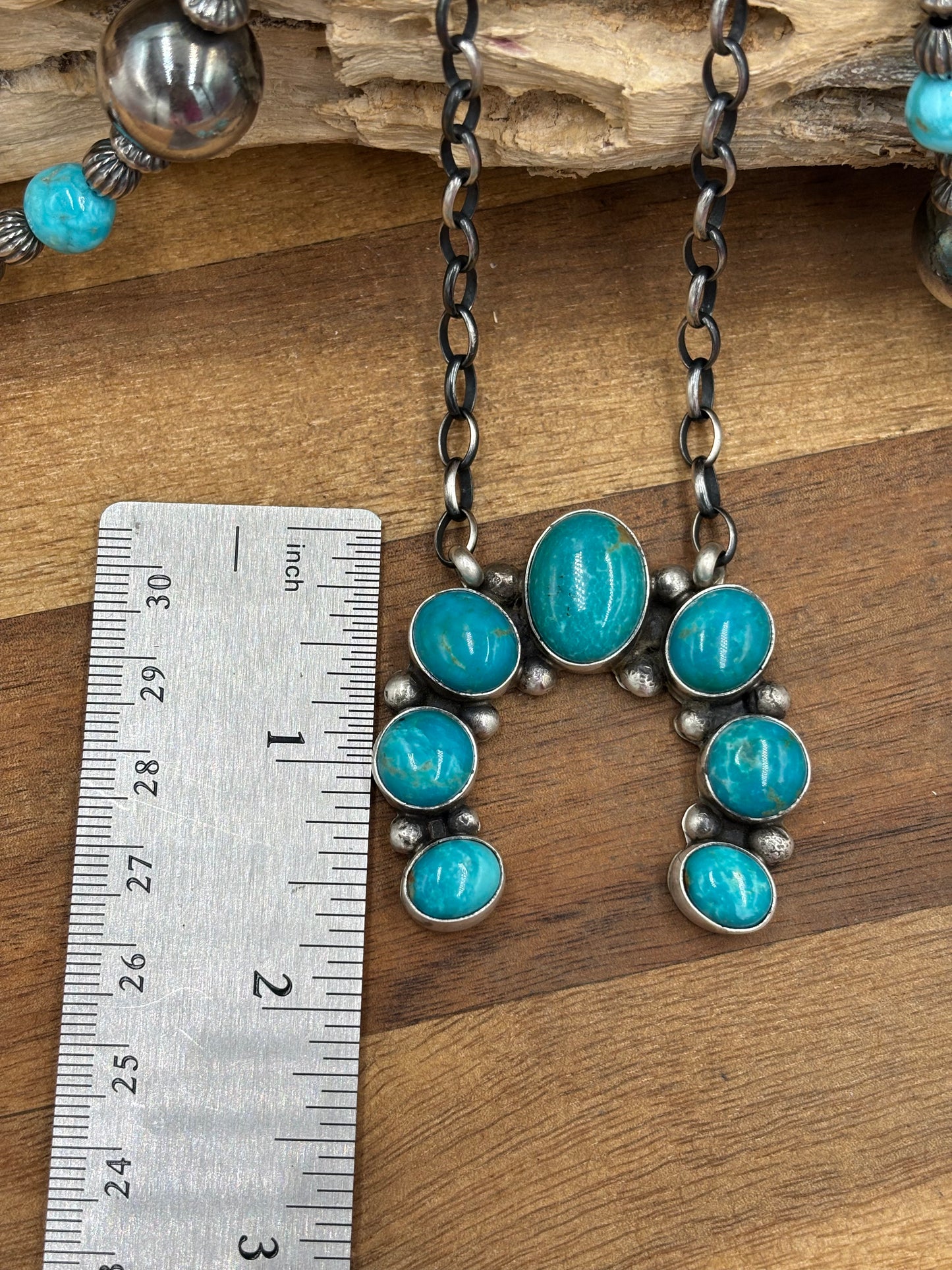 Kingman Turquoise Naja Necklace #2 by Augustine Largo, Navajo
