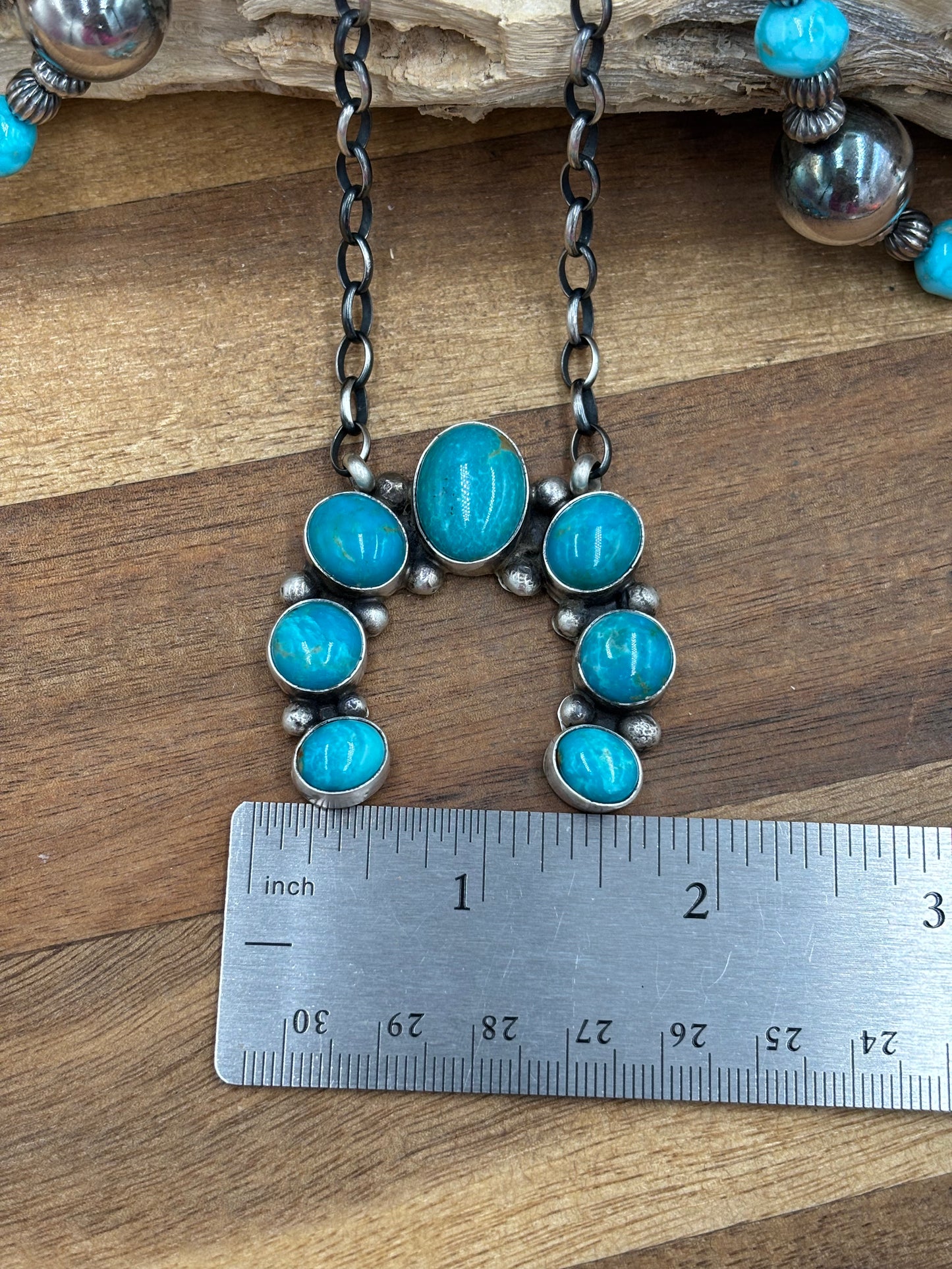 Kingman Turquoise Naja Necklace #2 by Augustine Largo, Navajo