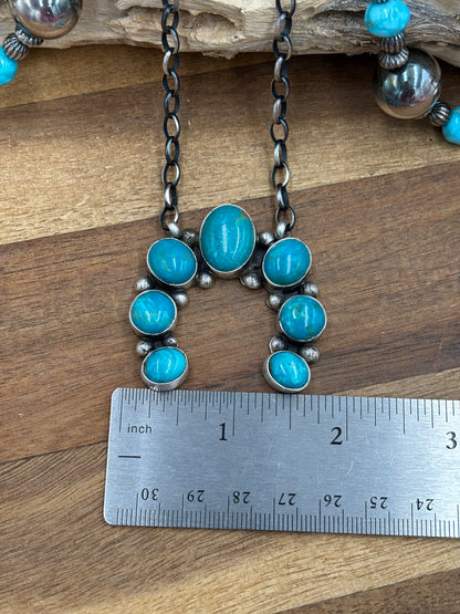 Kingman Turquoise Naja Necklace #2 by Augustine Largo, Navajo