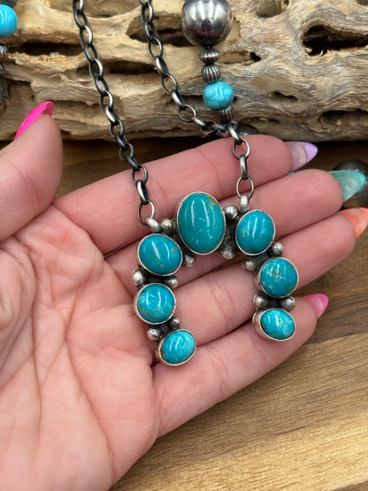 Kingman Turquoise Naja Necklace #2 by Augustine Largo, Navajo
