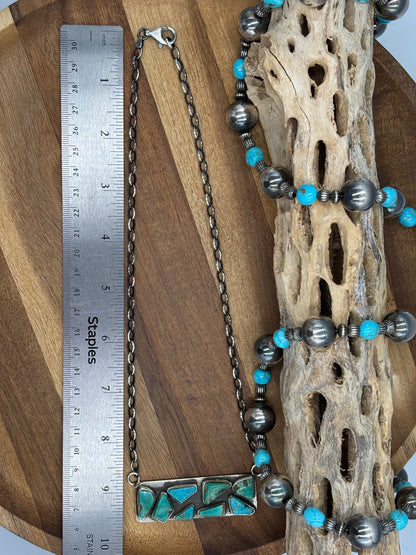 Kingman Turquoise Zuni Bar #2 Necklace by Jude Candeleria, Zuni
