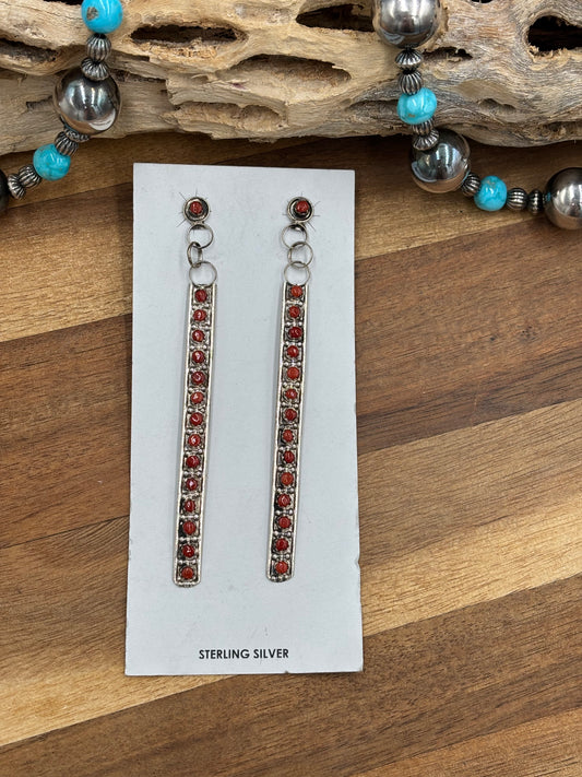 Coral Earrings by Joann Cheama, Zuni
