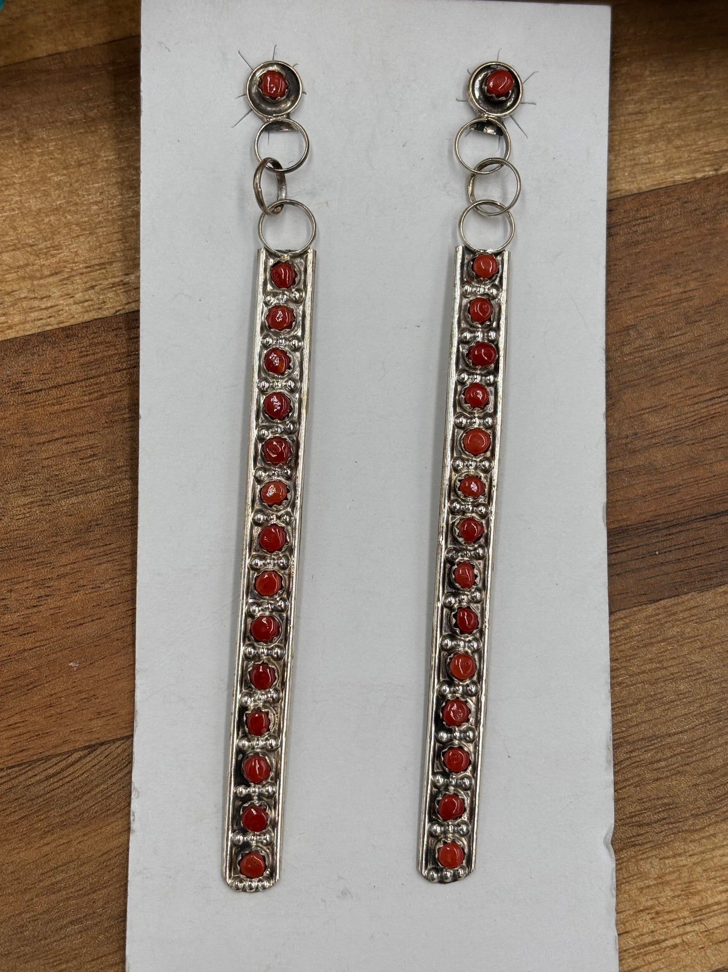 Coral Earrings by Joann Cheama, Zuni