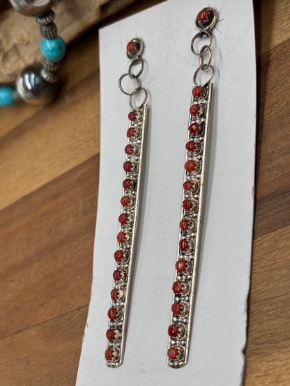Coral Earrings by Joann Cheama, Zuni