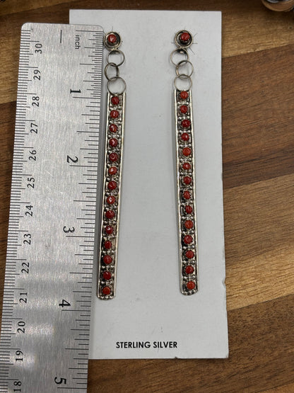Coral Earrings by Joann Cheama, Zuni