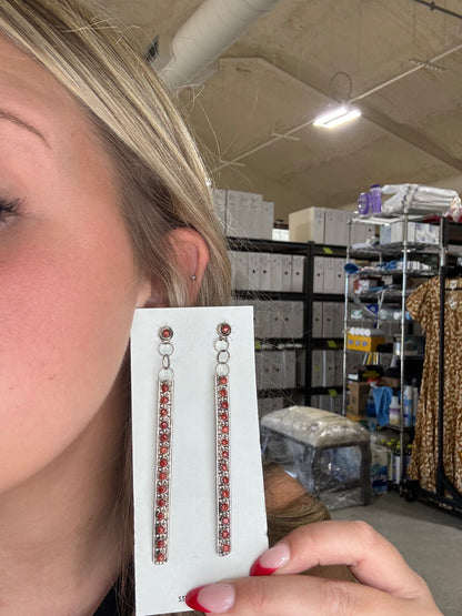Coral Earrings by Joann Cheama, Zuni