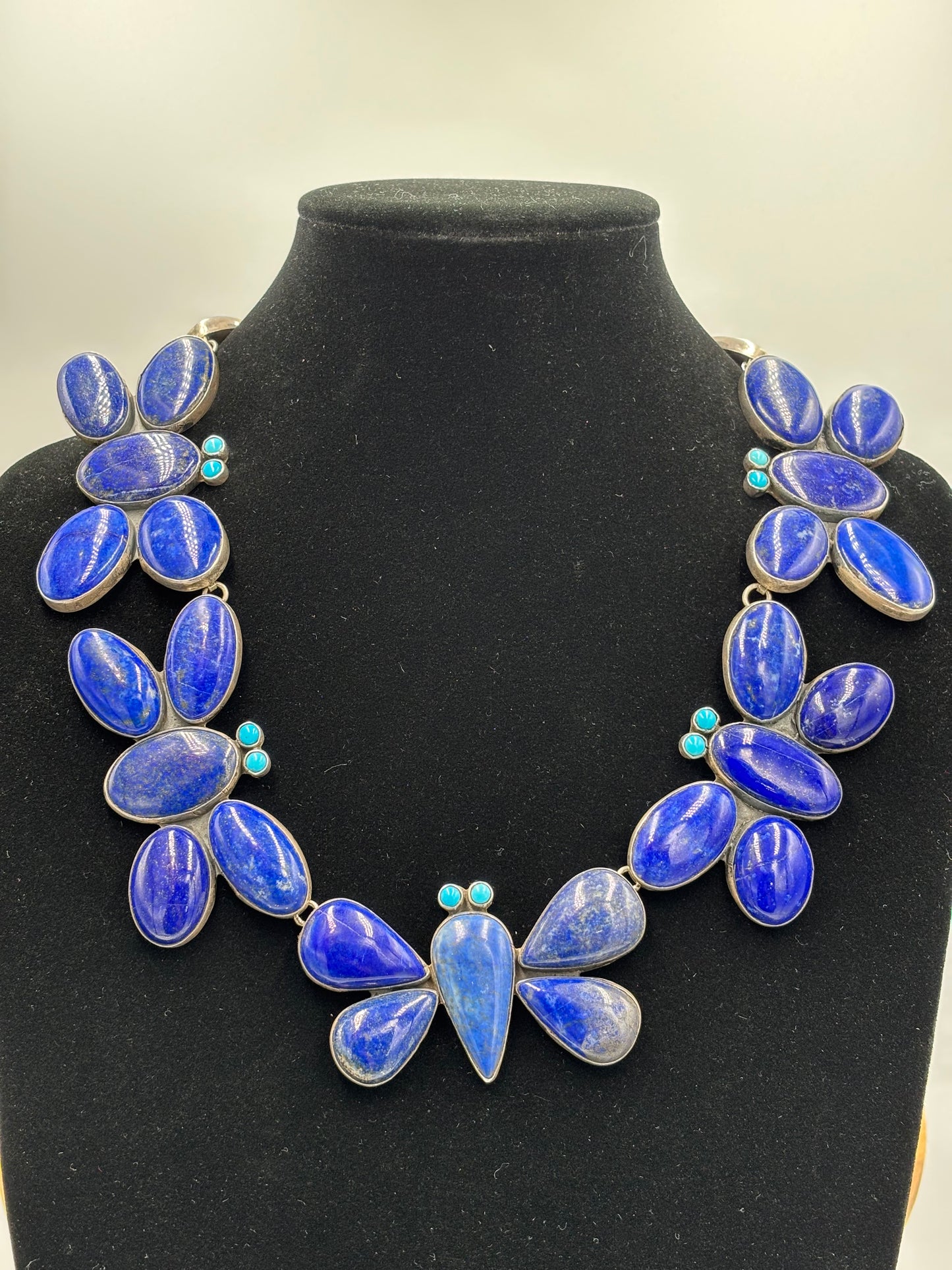 Lapis & Turquoise Butterfly Necklace by Federico Jimenez