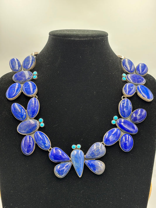 Lapis & Turquoise Butterfly Necklace by Federico Jimenez