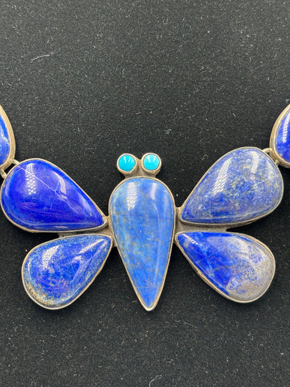 Lapis & Turquoise Butterfly Necklace by Federico Jimenez