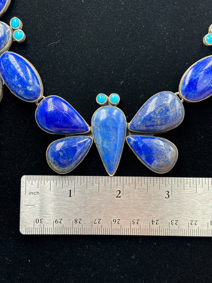 Lapis & Turquoise Butterfly Necklace by Federico Jimenez