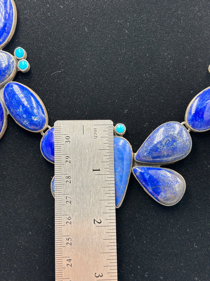 Lapis & Turquoise Butterfly Necklace by Federico Jimenez