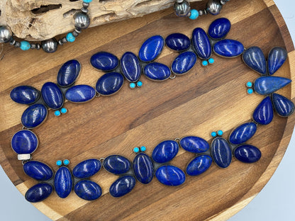 Lapis & Turquoise Butterfly Necklace by Federico Jimenez
