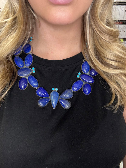 Lapis & Turquoise Butterfly Necklace by Federico Jimenez