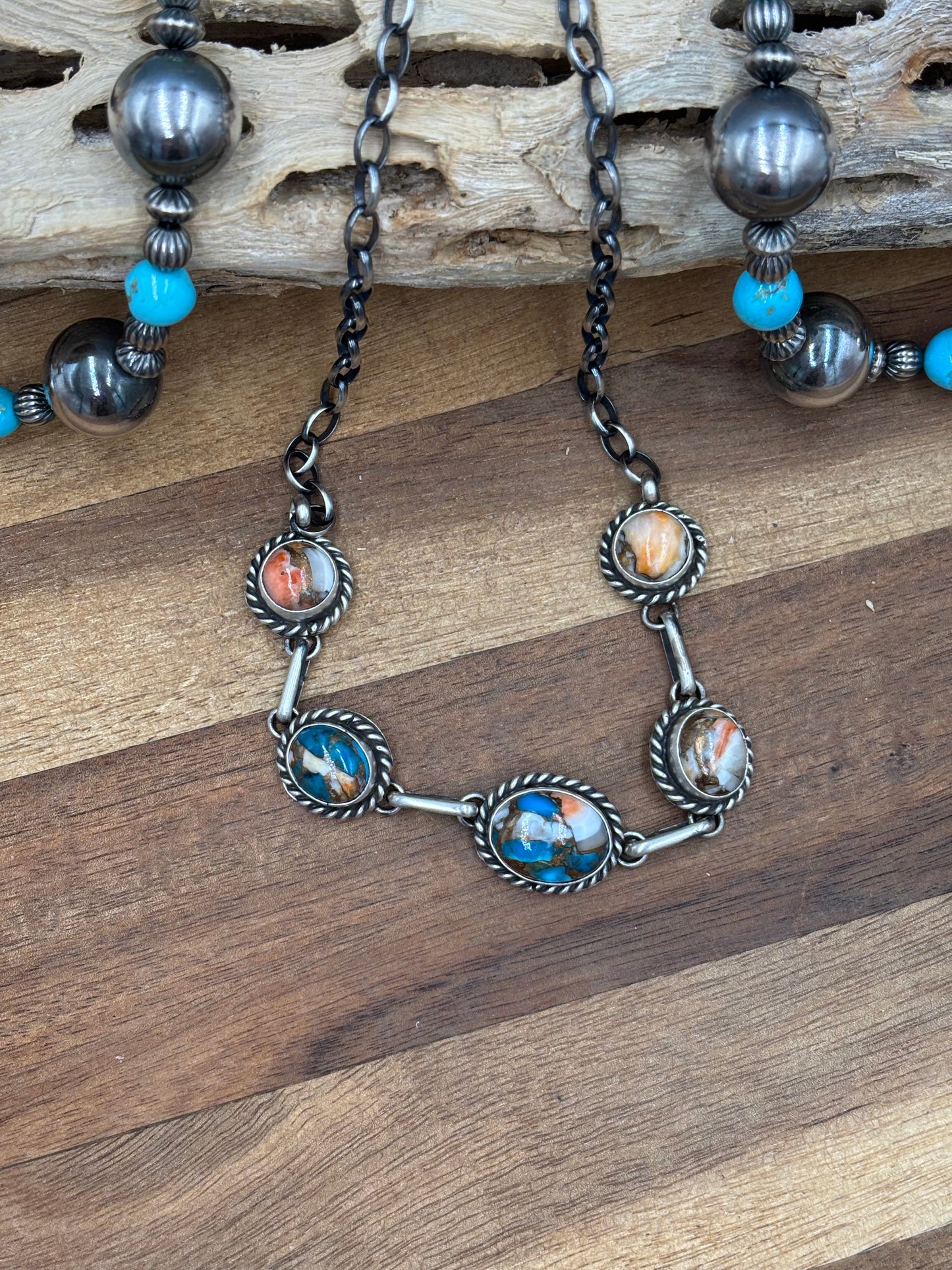 Spiny Turquoise Choker #1 Necklace by Augustine Largo, Navajo