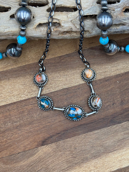 Spiny Turquoise Choker #1 Necklace by Augustine Largo, Navajo