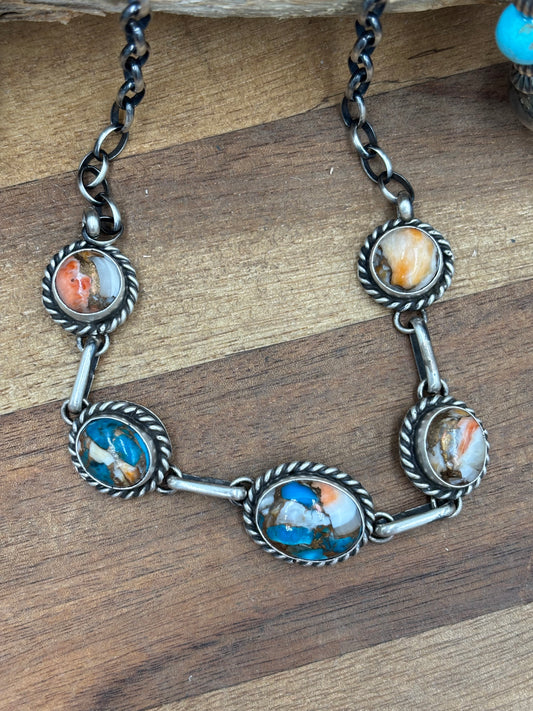 Spiny Turquoise Choker #1 Necklace by Augustine Largo, Navajo