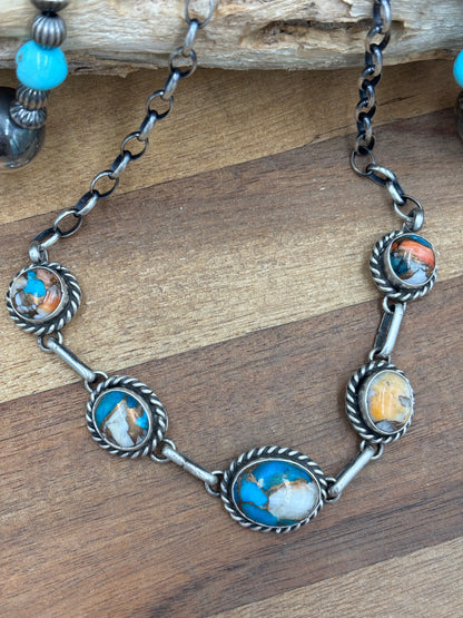 Spiny Turquoise Choker #2 Necklace by Augustine Largo, Navajo