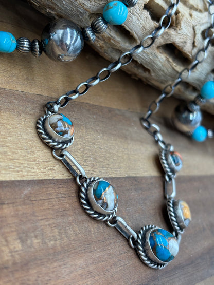 Spiny Turquoise Choker #2 Necklace by Augustine Largo, Navajo