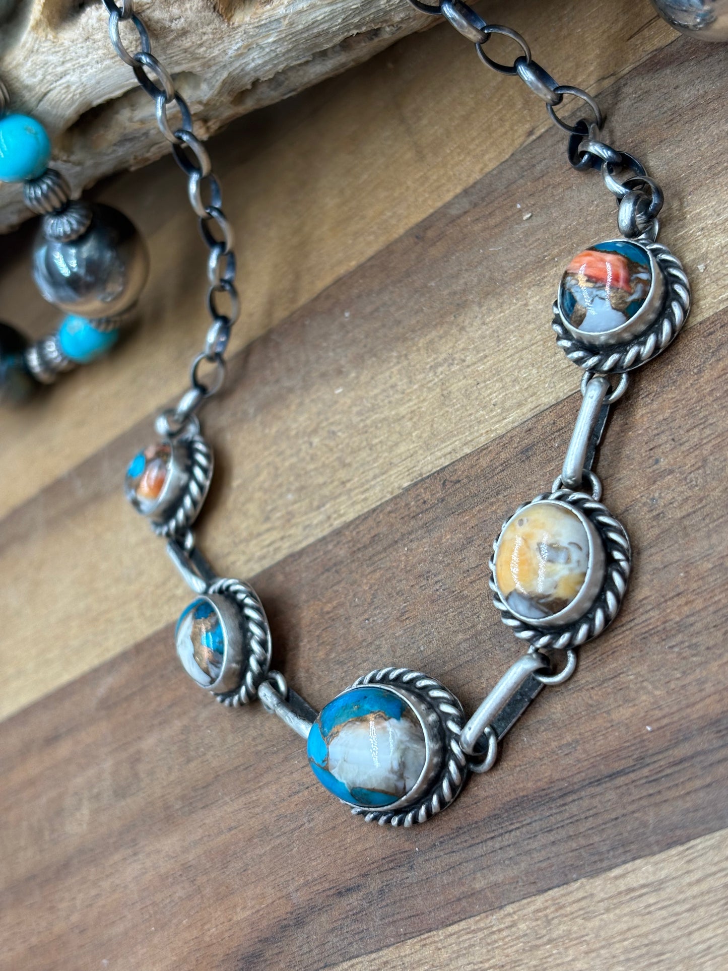 Spiny Turquoise Choker #2 Necklace by Augustine Largo, Navajo