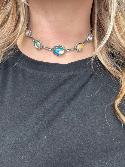 Spiny Turquoise Choker #2 Necklace by Augustine Largo, Navajo