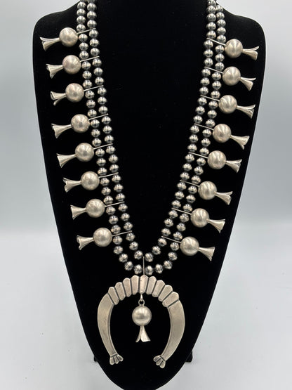 Giant Squash Blossom Necklace & Earring Set by Emer Thompson, Navajo