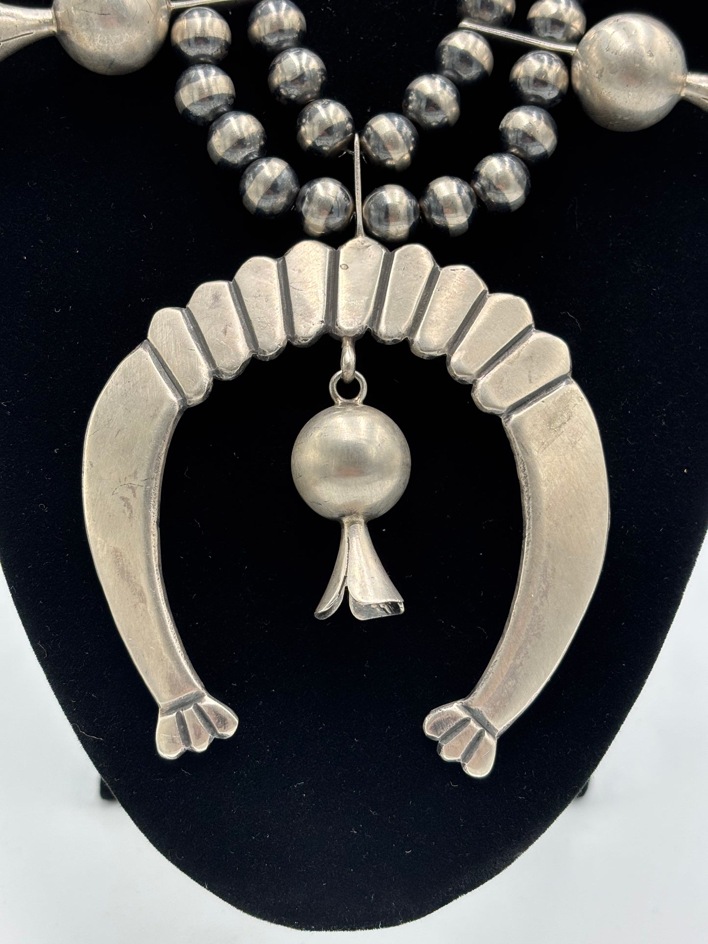 Giant Squash Blossom Necklace & Earring Set by Emer Thompson, Navajo