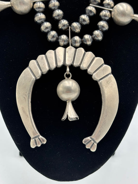 Giant Squash Blossom Necklace & Earring Set by Emer Thompson, Navajo