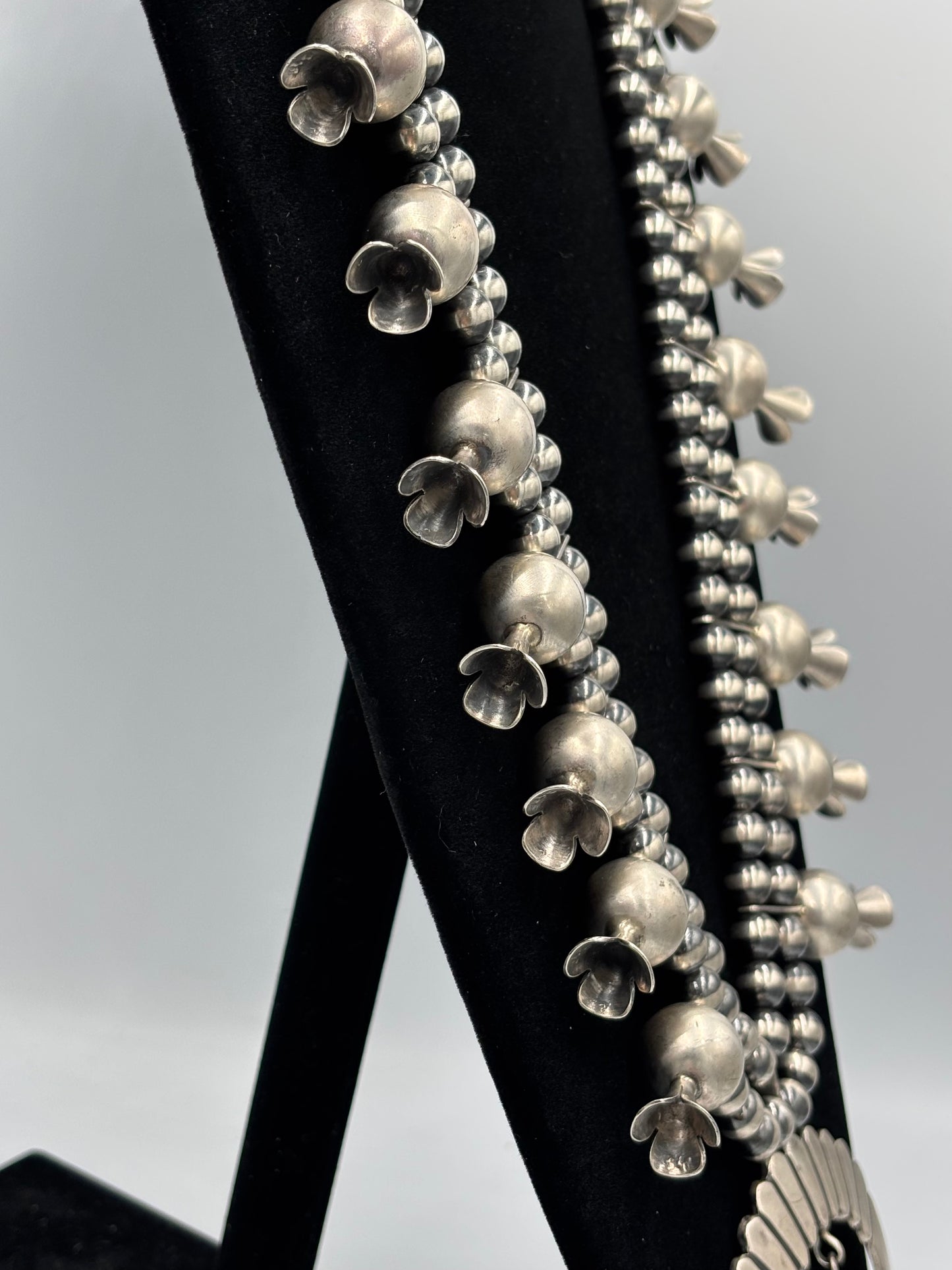Giant Squash Blossom Necklace & Earring Set by Emer Thompson, Navajo