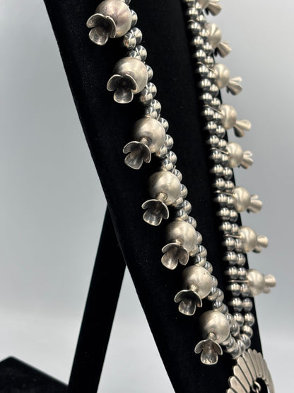 Giant Squash Blossom Necklace & Earring Set by Emer Thompson, Navajo