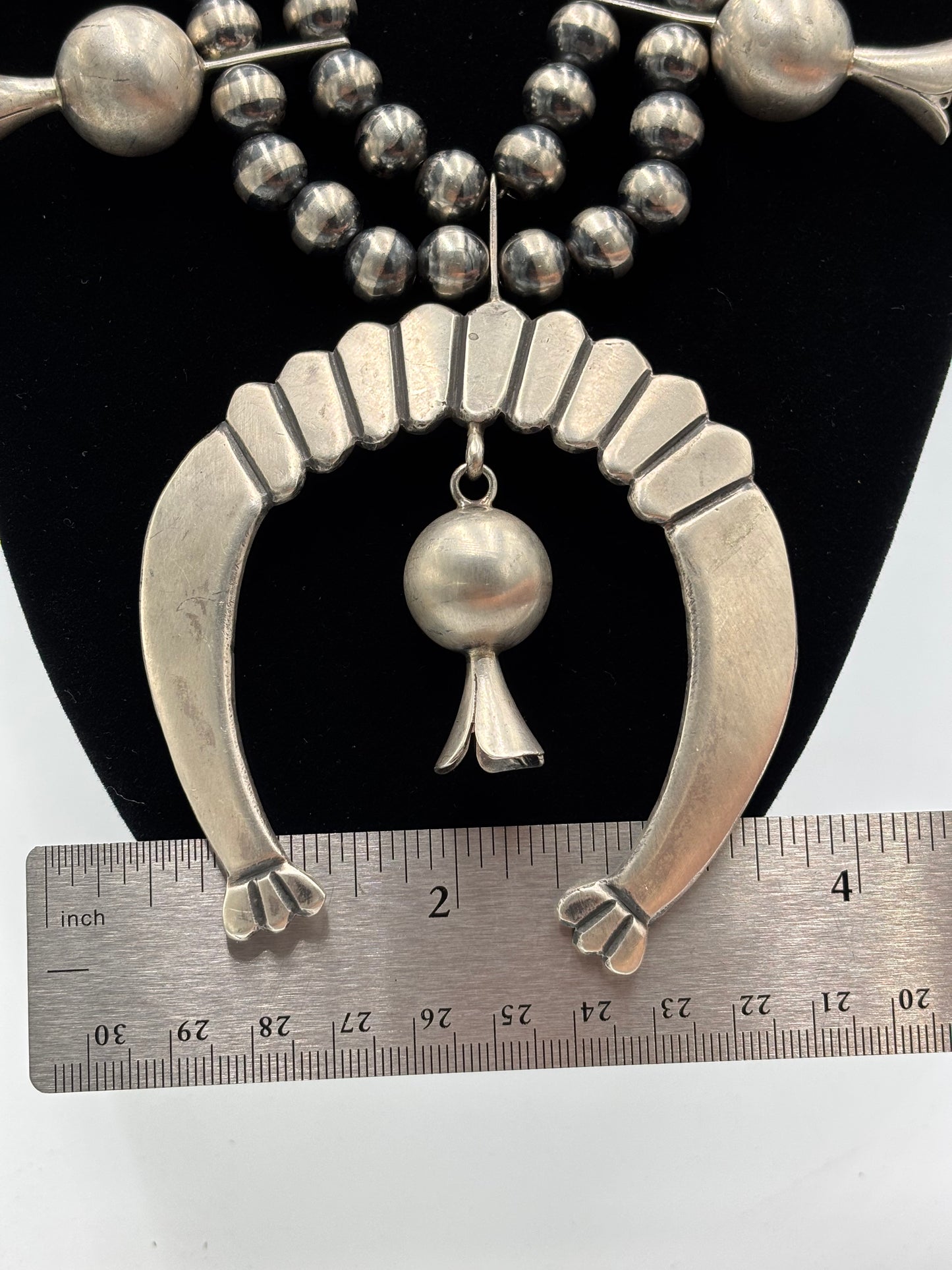 Giant Squash Blossom Necklace & Earring Set by Emer Thompson, Navajo