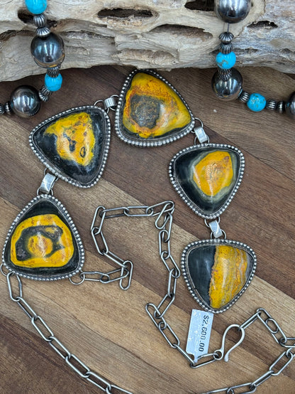 Bumble Bee Jasper Drop Tie Necklace
