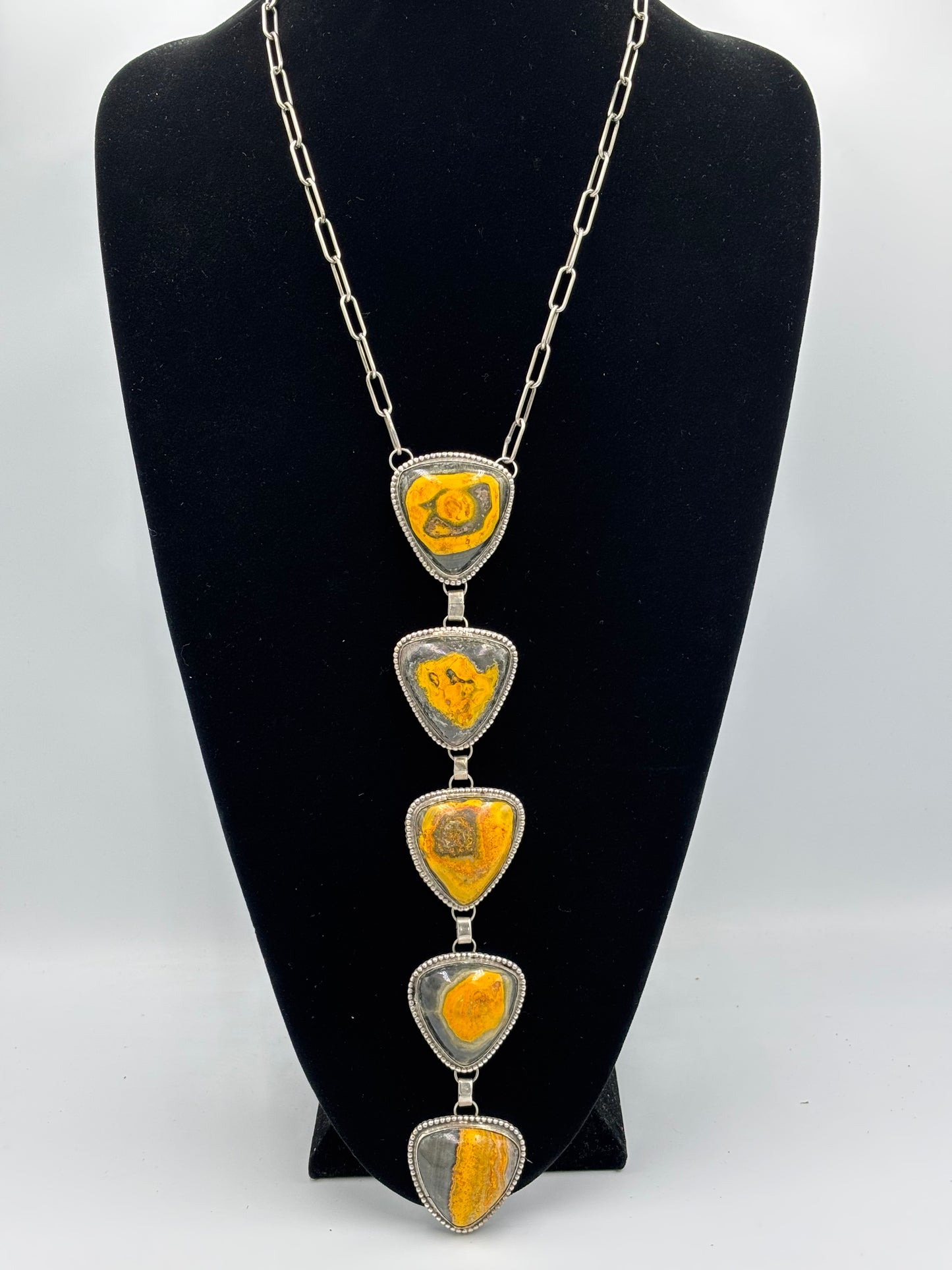 Bumble Bee Jasper Drop Tie Necklace