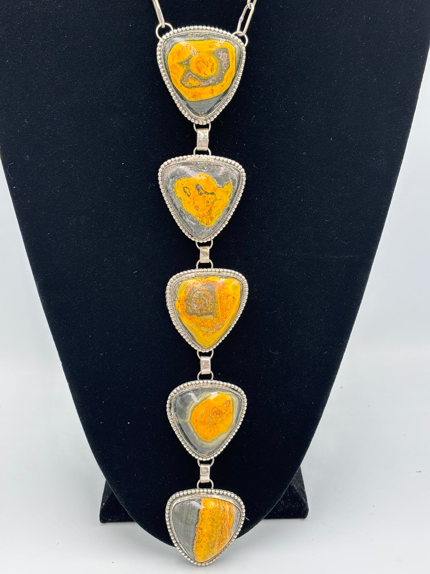 Bumble Bee Jasper Drop Tie Necklace